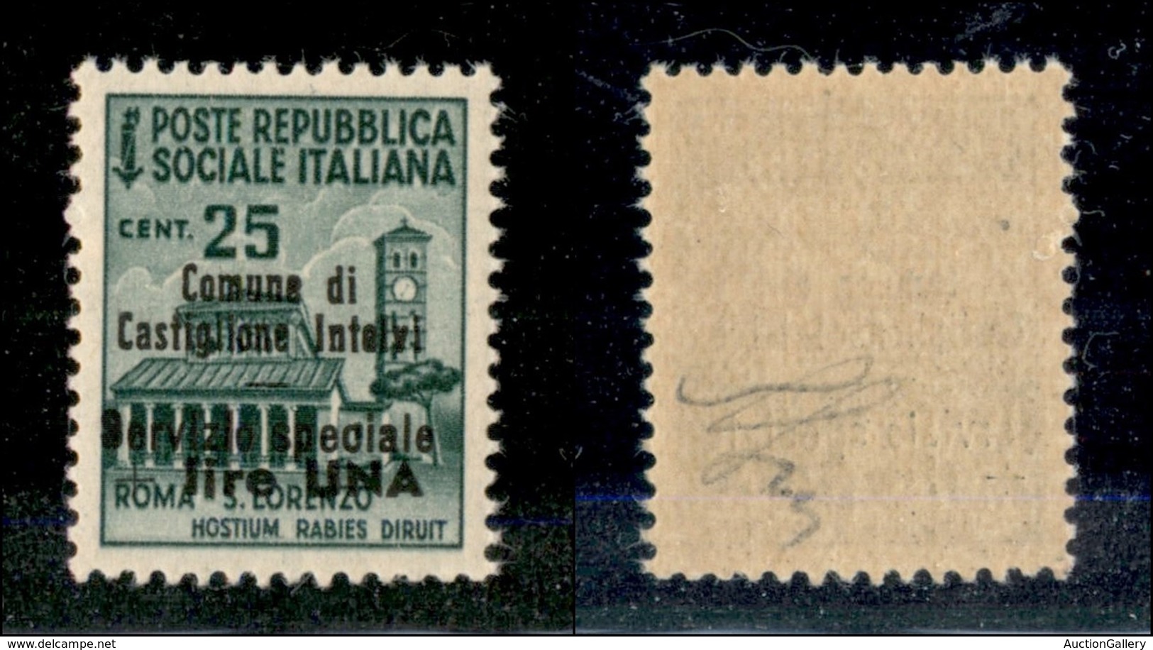 21784 ENISSIONI LOCALI - CASTIGLION D'INTELVI - 1945 – 25 Cent + 1 Lira (7) – Gomma Integra (125) - Autres & Non Classés