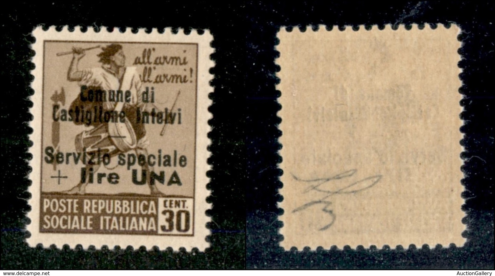 21788 ENISSIONI LOCALI - CASTIGLION D'INTELVI - 1945 – 30 Cent + 1 Lira (9) – Gomma Integra (125) - Andere & Zonder Classificatie