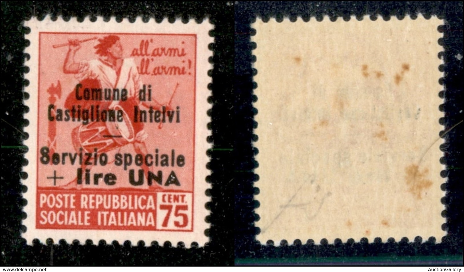 21791 ENISSIONI LOCALI - CASTIGLION D'INTELVI - 1945 – 75 Cent + 1 Lira (11) – Gomma Integra – Qualche Punto Giallo – Fi - Autres & Non Classés