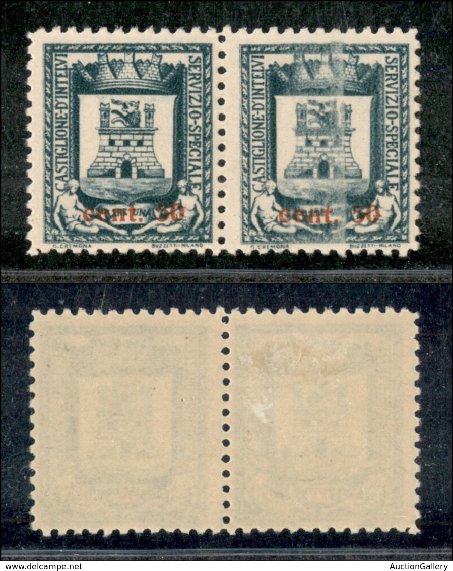 21798 ENISSIONI LOCALI - CASTIGLION D'INTELVI - 1945 – 50 Cent Su 1 Lira (18) – Coppia Con Stampa Evanescente A Destra C - Altri & Non Classificati