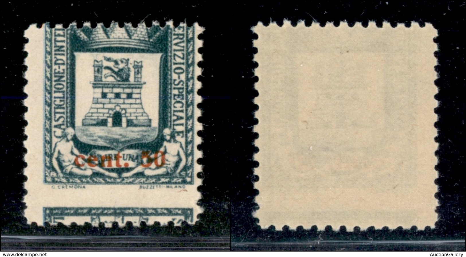 21799 ENISSIONI LOCALI - CASTIGLION D'INTELVI - 1945 – 50 Cent Su 1 Lira (18c) Con Dentellatura Spostata In Basso – Gomm - Autres & Non Classés