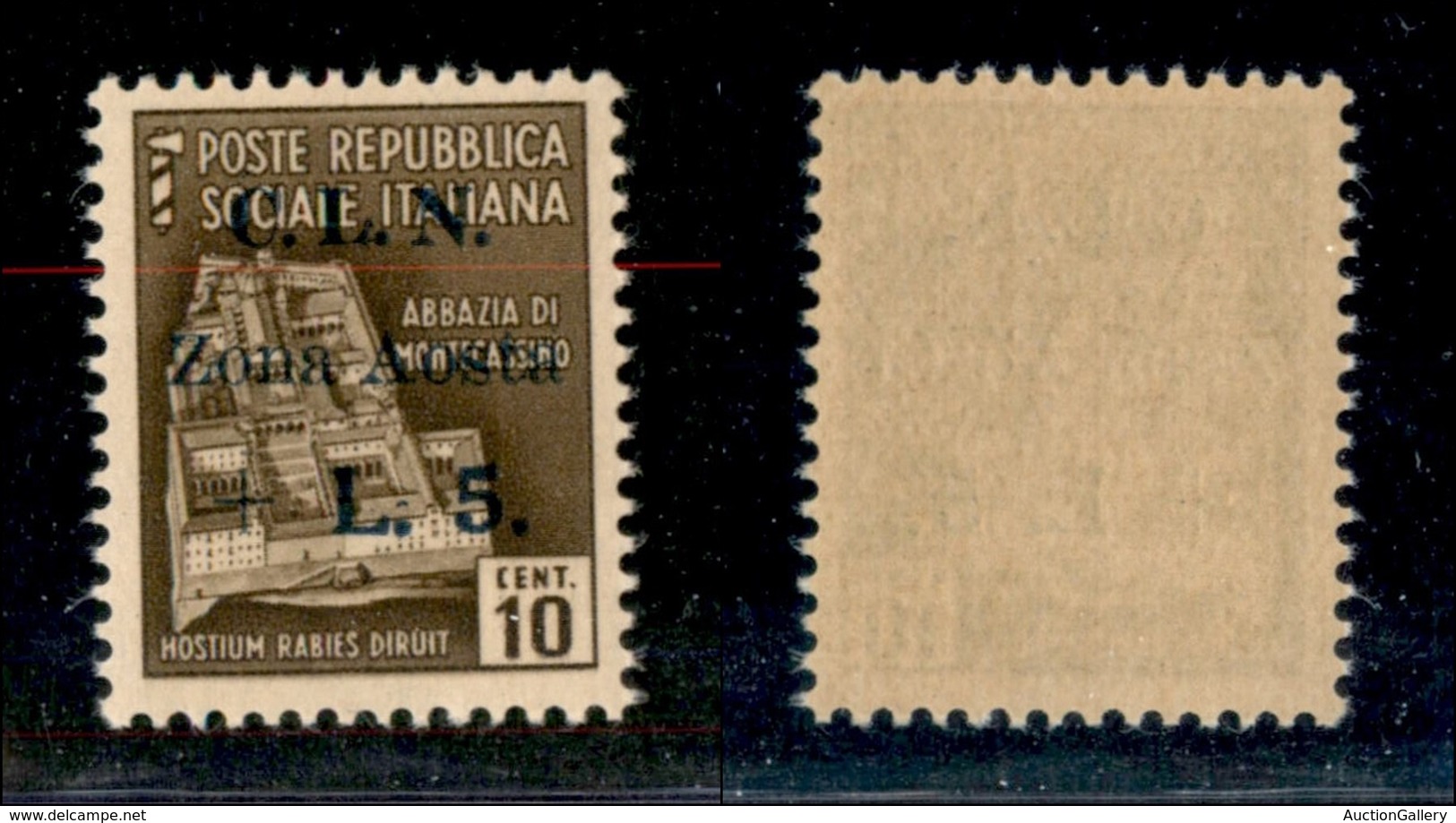 21830 EMISSIONI CLN - AOSTA - 1944 – 10 Cent + 5 Lire (5) – Gomma Integra (65) - Altri & Non Classificati