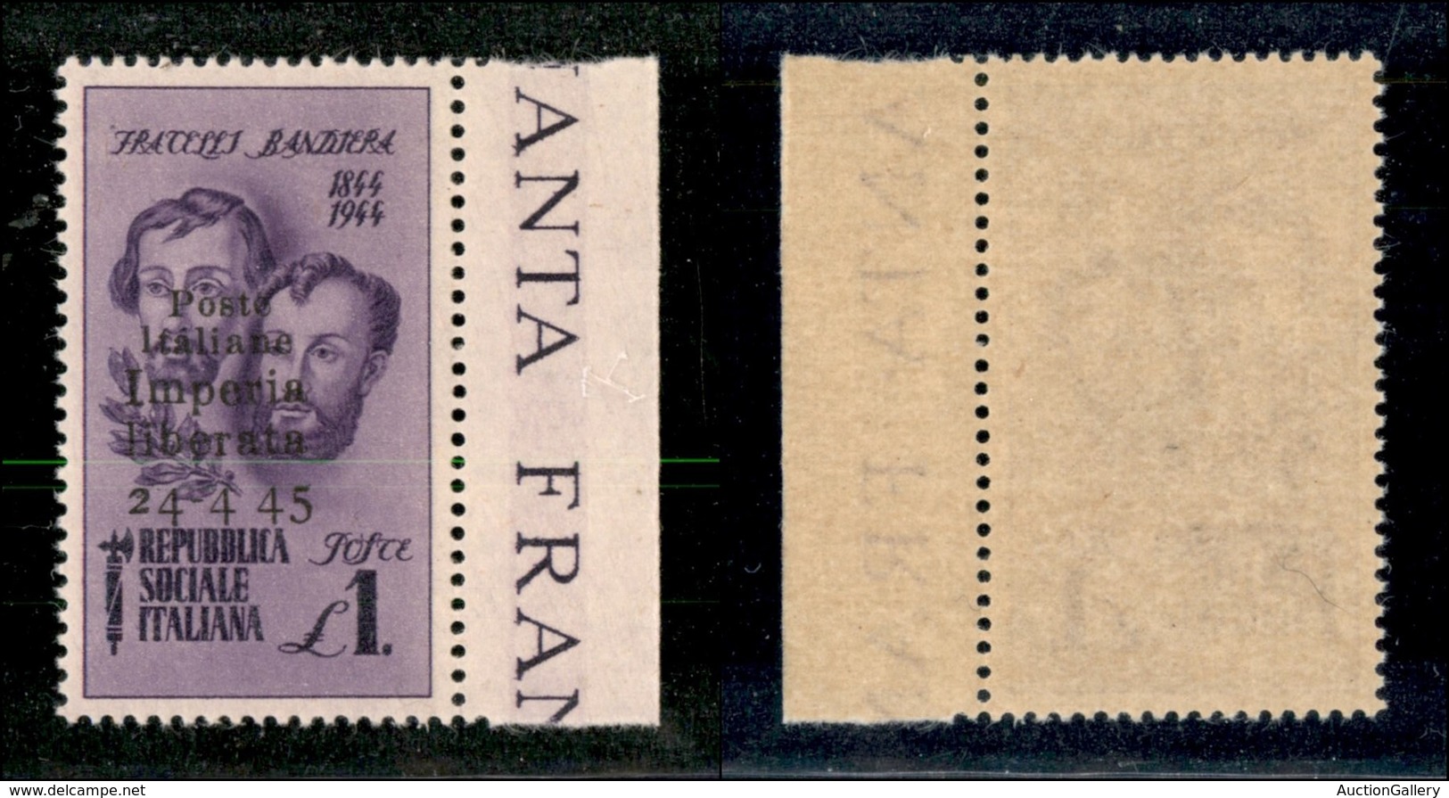 21857 EMISSIONI CLN - IMPERIA - 1945 – 1 Lira Bandiera (14c) Senza Trattino Dopo 4 – Gomma Integra (150) - Autres & Non Classés