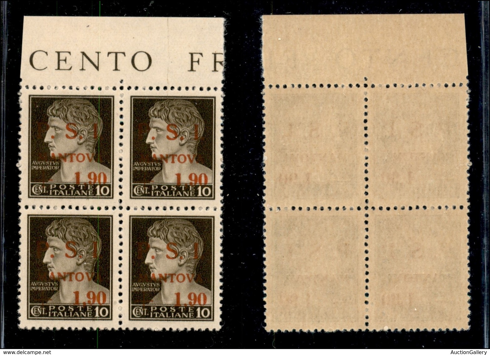 21868 EMISSIONI CLN - MANTOVA - 1945 – 10 Cent + 1,90 Lire (1) In Quartina – Gomma Integra (40+) - Autres & Non Classés