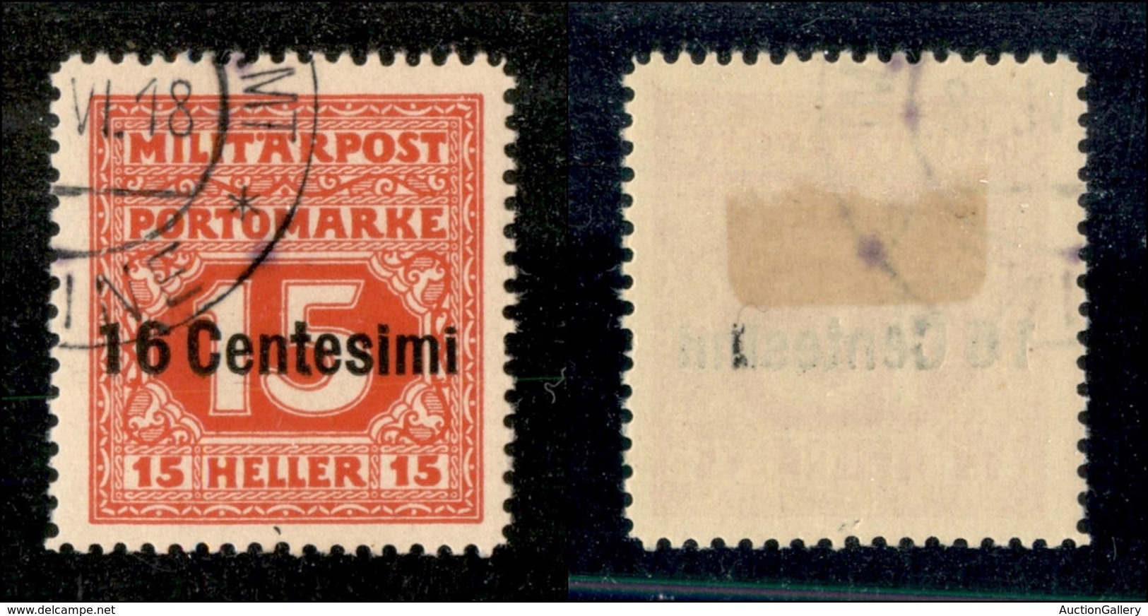 21936 OCCUPAZIONI - AUSTRIACA - 1918 - 16 Cent Su 15 Heller (3-Segnatasse) Usato (20) - Sonstige & Ohne Zuordnung