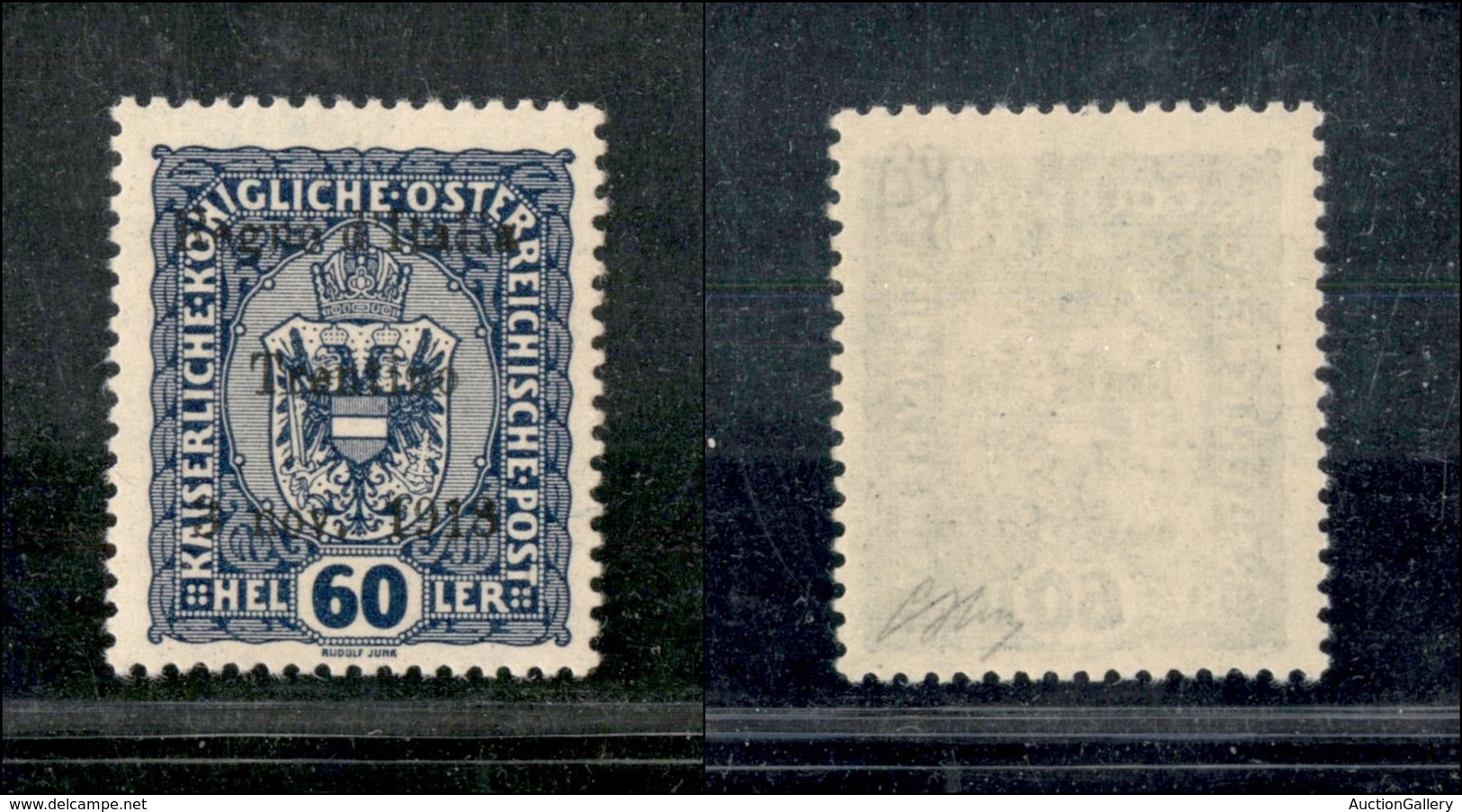 21953 OCCUPAZIONI - TRENTINO - ALTO ADIGE - 1918 - 60 Heller Cobalto Scuro (12) Gomma Integra - Oliva (240) - Andere & Zonder Classificatie