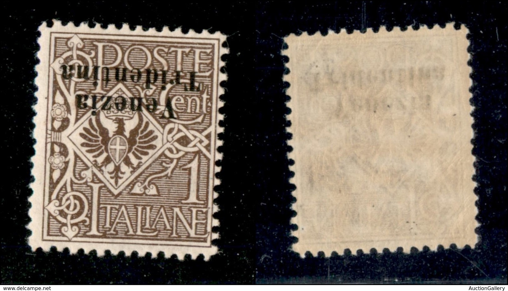 21955 OCCUPAZIONI - TRENTINO - ALTO ADIGE - 1918 – 1 Cent (19aa) – Soprastampa Capovolta – Gomma Integra (360) - Andere & Zonder Classificatie