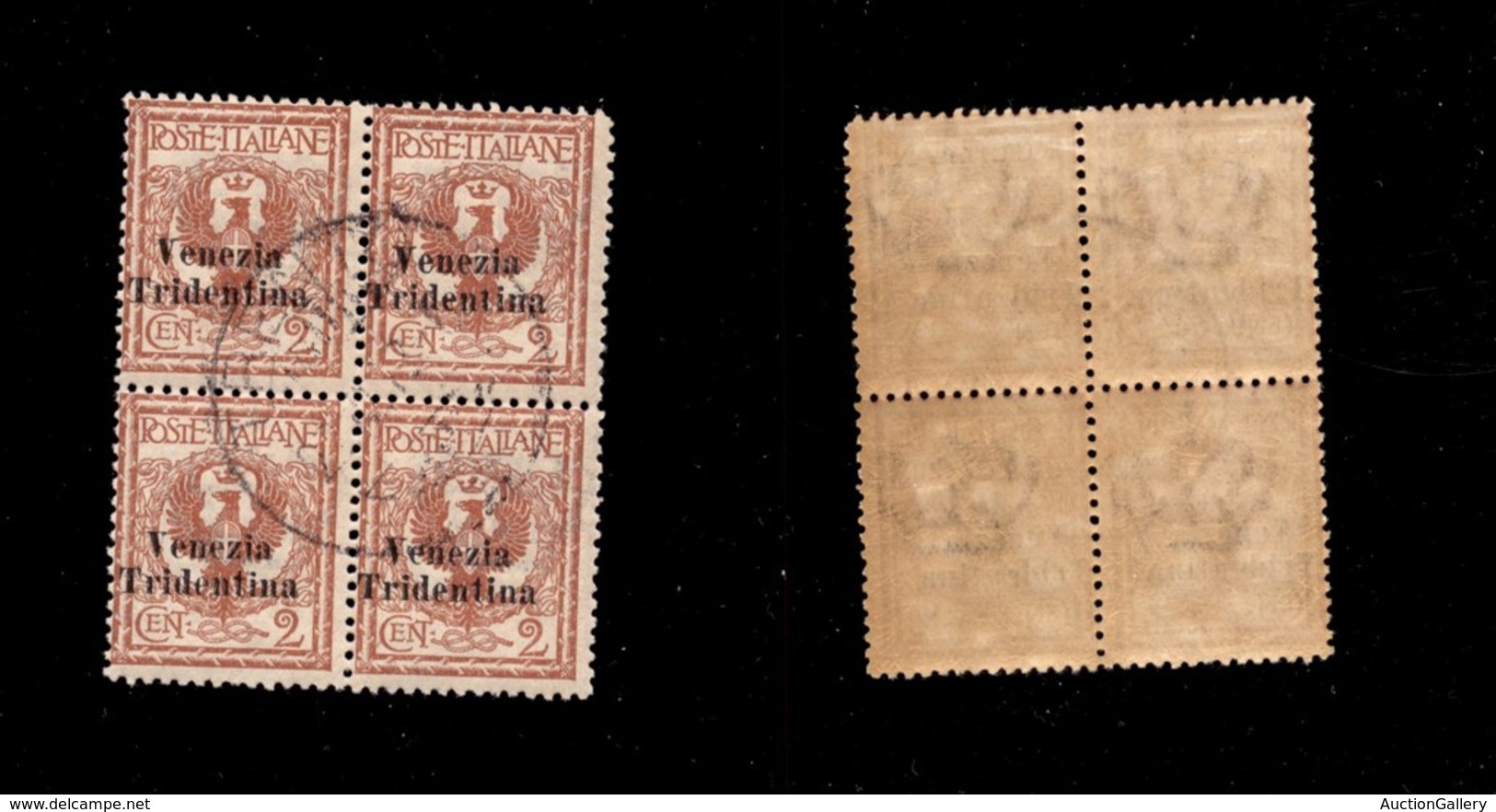 21959 OCCUPAZIONI - TRENTINO - ALTO ADIGE - 1918 - Quartina Del 2 Cent Aquila Sabauda (20haa) Soprastampe Spostate A Sin - Autres & Non Classés