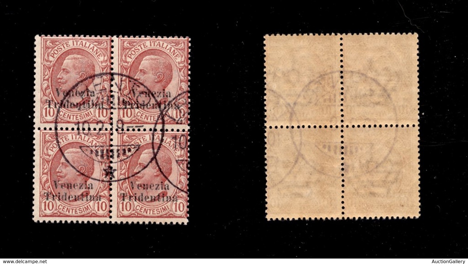 21962 OCCUPAZIONI - TRENTINO - ALTO ADIGE - 1918 - Quartina Del 10 Cent Leoni Soprastampato (22) Annullata Trento 10.12. - Andere & Zonder Classificatie