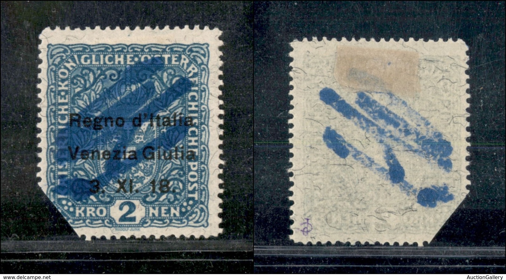 21985 OCCUPAZIONI - VENEZIA GIULIA - 1918 - Demonetizzati - 2 Kronen Azzurro (15l) - Fili Di Seta - Nuovo Con Gomma - Sonstige & Ohne Zuordnung