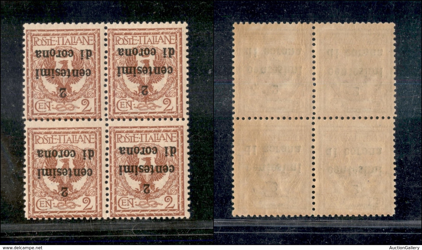 22009 OCCUPAZIONI - TRENTO E TRIESTE - 1919 - Quartina Del 2 Cent Di Corona Su 2 Cent Aquila Sabauda (2a) - Soprastampa  - Andere & Zonder Classificatie