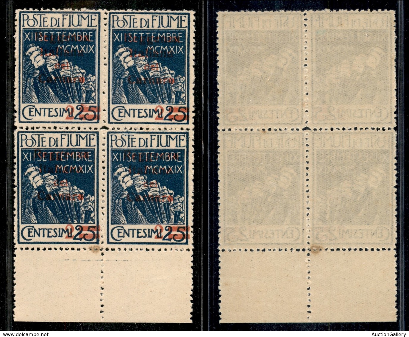 22064 OCCUPAZIONI - FIUME - 1920 – 20 Cent Su 25 (132) In Quartina – Gomma Integra (40+) - Sonstige & Ohne Zuordnung