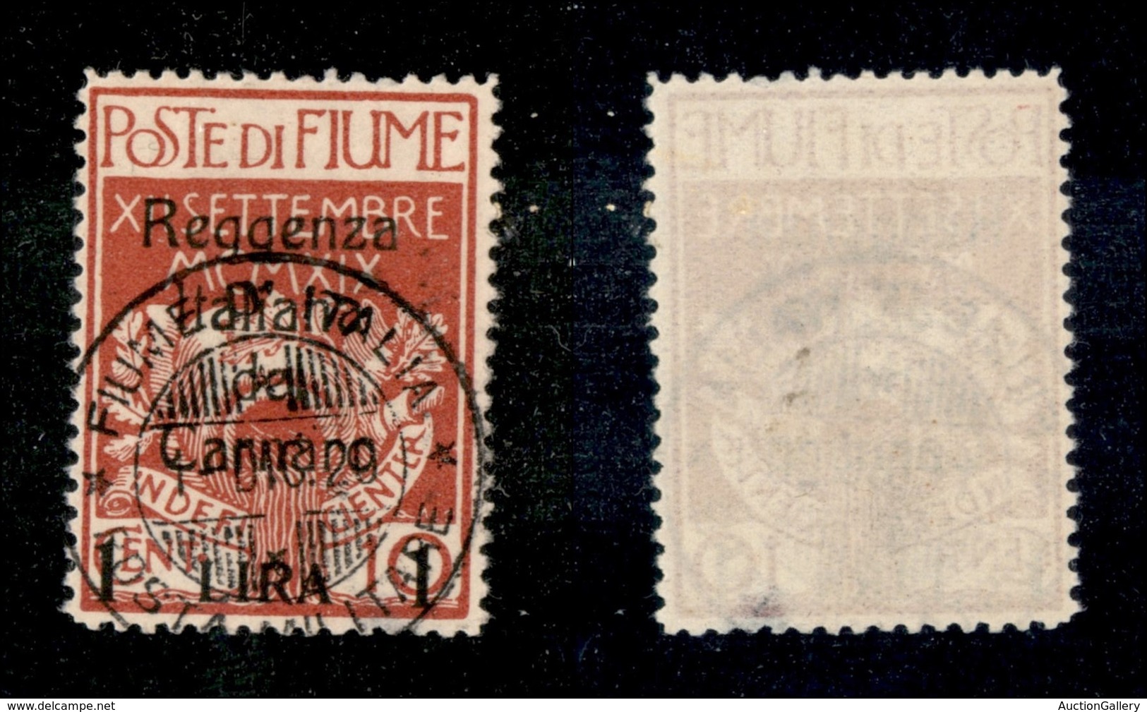 22066 OCCUPAZIONI - FIUME - 1920 - 1 Lira Su 10 Cent Fiume Soprastampato (143) Usato (50) - Sonstige & Ohne Zuordnung