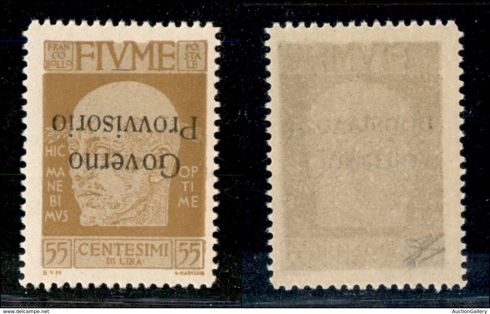 22074 OCCUPAZIONI - FIUME - 1921 – 55 Cent (157a) Con Soprastampa Capovolta – Gomma Integra (30) - Andere & Zonder Classificatie