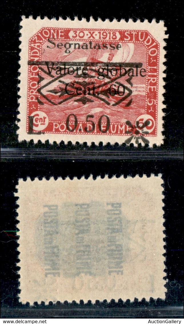 22098 OCCUPAZIONI - FIUME - 1921 - Segnatasse - 0,50 Lire Su 60 (22) - Gomma Integra (25) - Autres & Non Classés