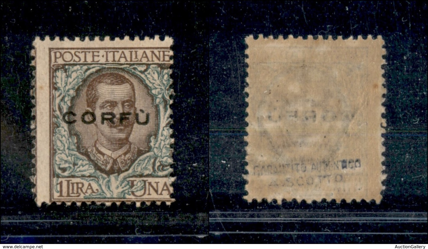 22167 OCCUPAZIONI - CORFU' - 1923 - 1 Lira (8) Con Soprastampa Al Centro (obliqua) - Gomma Integra - Non Catalogata - Autres & Non Classés