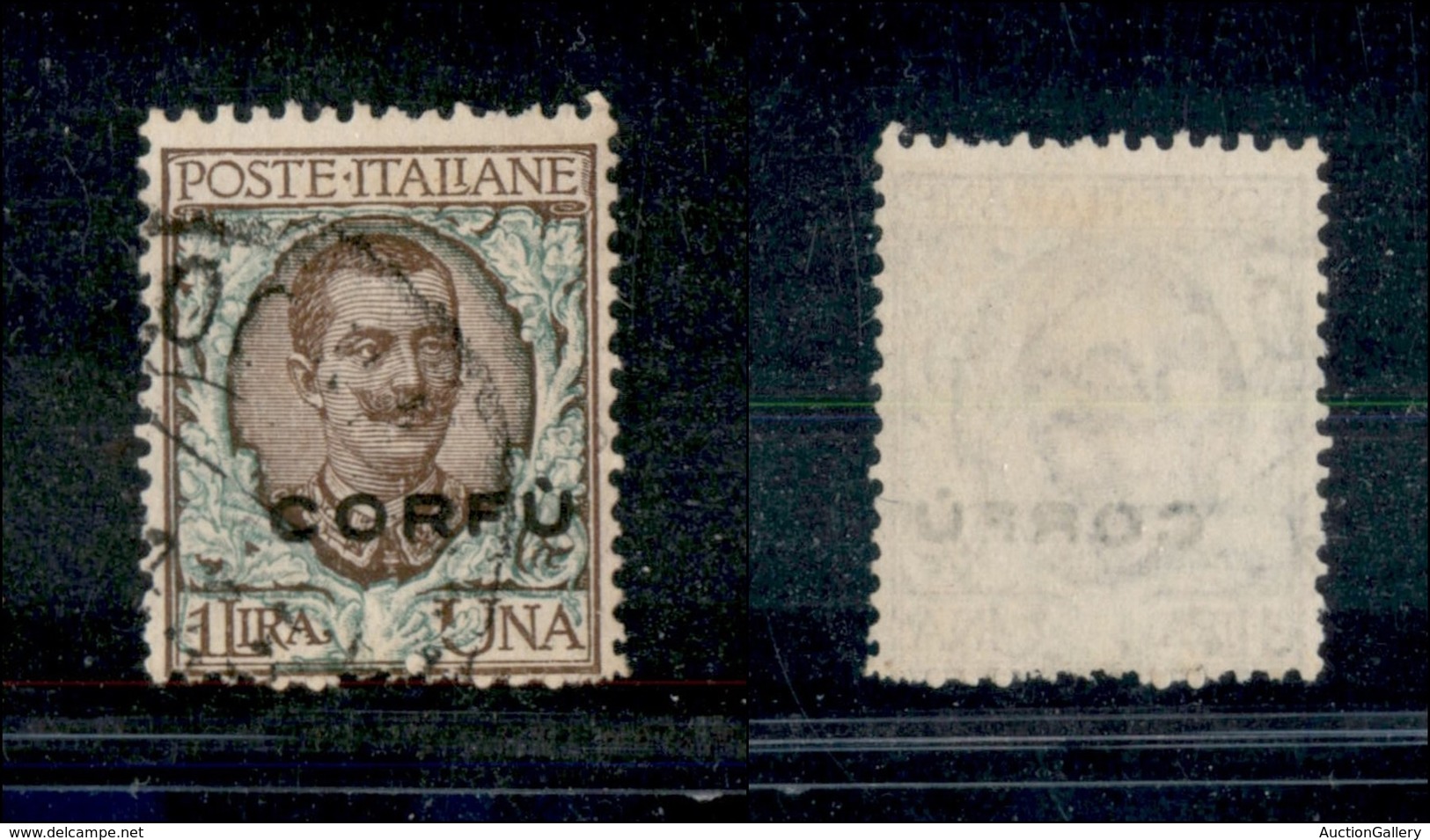 22171 OCCUPAZIONI - CORFU' - 1923 - 1 Lira (8) - Soprastampa A Destra - Non Catalogato – Usato - Autres & Non Classés