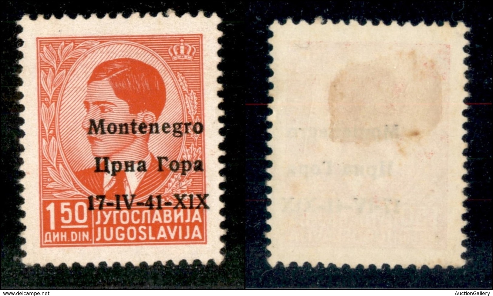 22274 OCCUPAZIONI - MONTENEGRO - 1941 – 1,50 Din (3pa) Errore X1X Con Soprastampa Spostata In Basso A Destra – Senza Gom - Autres & Non Classés