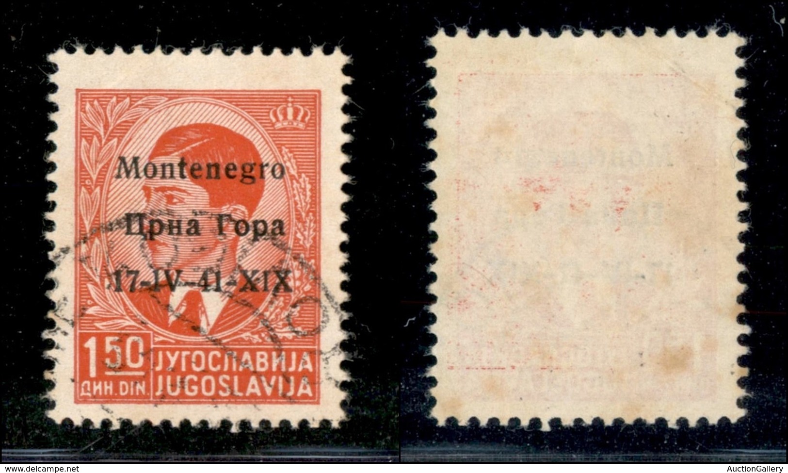 22275 OCCUPAZIONI - MONTENEGRO - 1941 – 1,50 Din (3pb) Errori 1V + X1X – Usato (60) - Autres & Non Classés