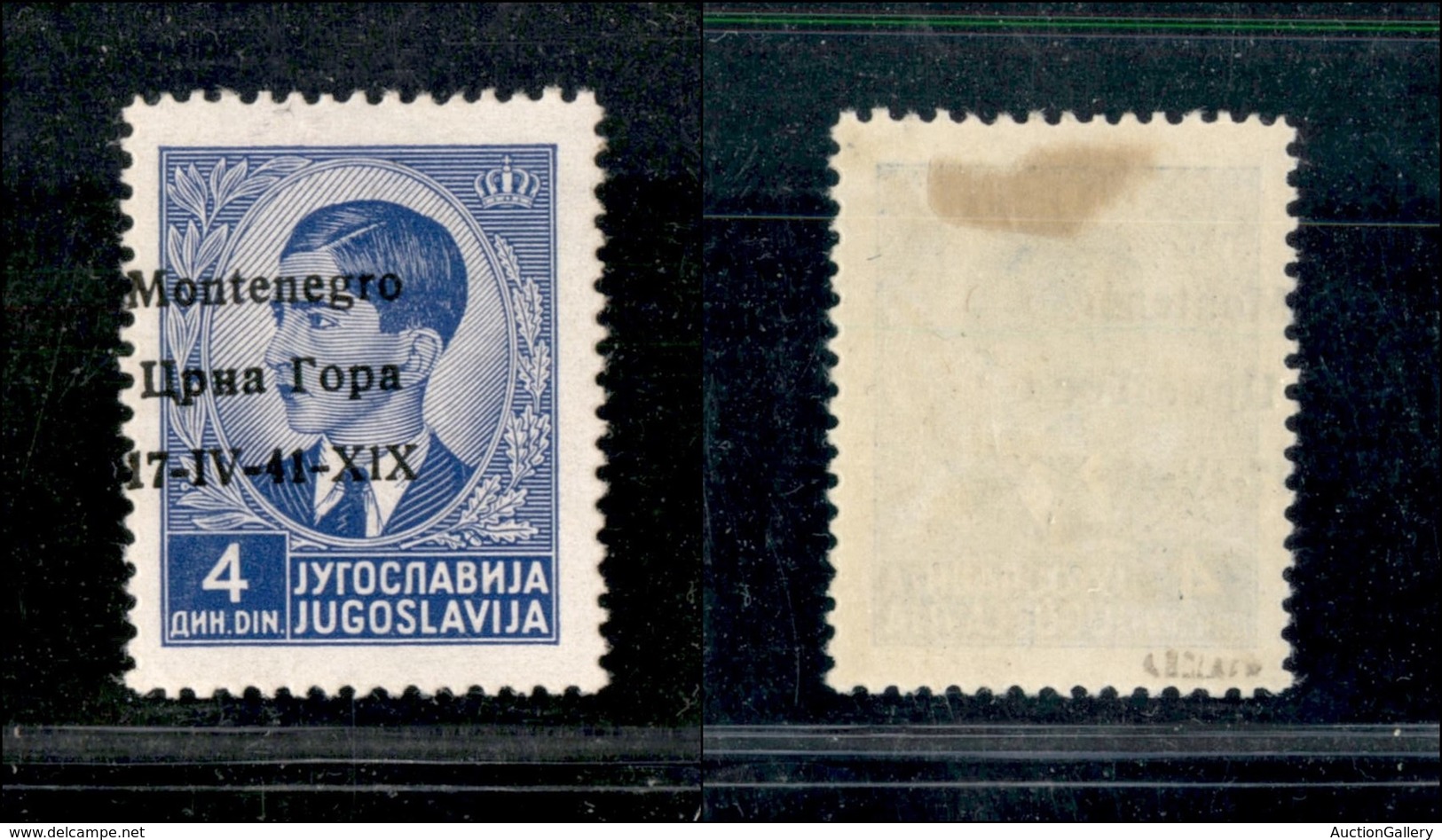 22281 OCCUPAZIONI - MONTENEGRO - 1941 - 4 Din Oltremare (6i+pa) - Soprastampa Spostata A Sinistra + Errore "X1X" - Nuovo - Autres & Non Classés