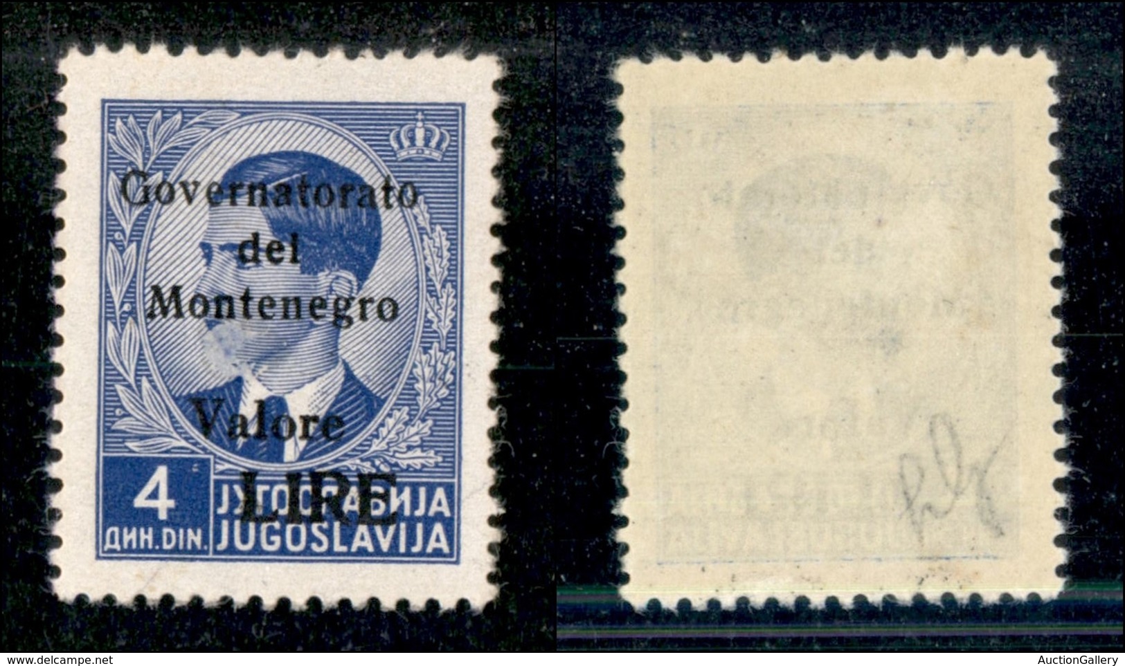 22294 OCCUPAZIONI - MONTENEGRO - 1942 – 4 Lire Su Din (43) – Gomma Originale (40) - Autres & Non Classés