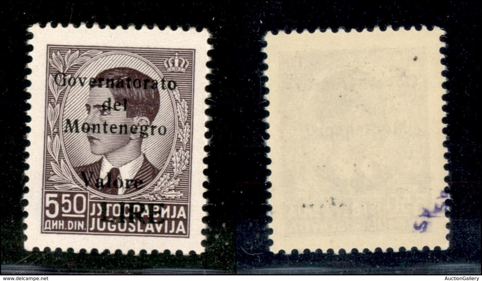 22296 OCCUPAZIONI - MONTENEGRO - 1942 – 5,50 Lire Su Din (44) – Gomma Integra (100) - Autres & Non Classés