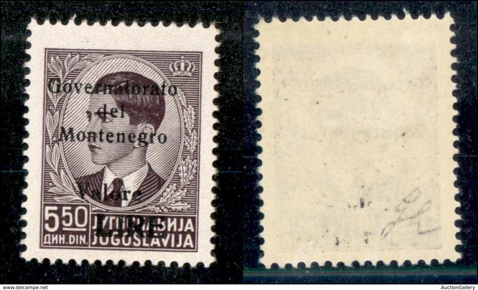 22297 OCCUPAZIONI - MONTENEGRO - 1942 – 5,50 Lire Su Din (44) – Gomma Originale (40) - Autres & Non Classés