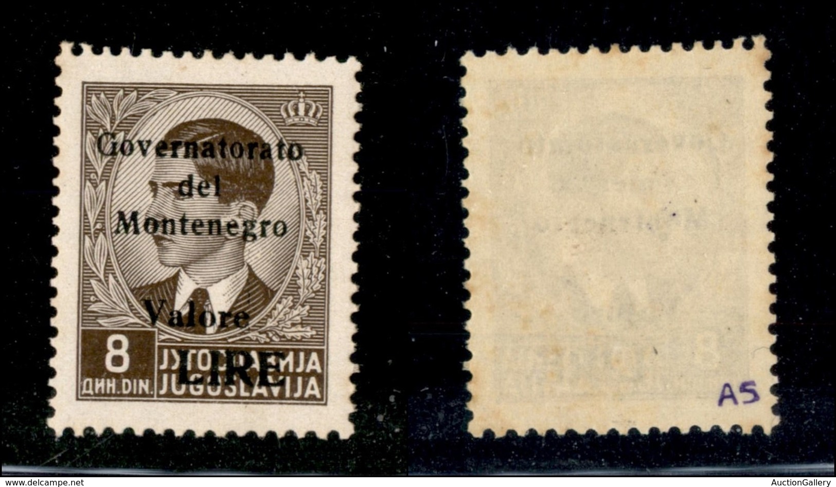 22299 OCCUPAZIONI - MONTENEGRO - 1942 – 8 Lire Su Din (46) – Gomma Integra (100) - Autres & Non Classés