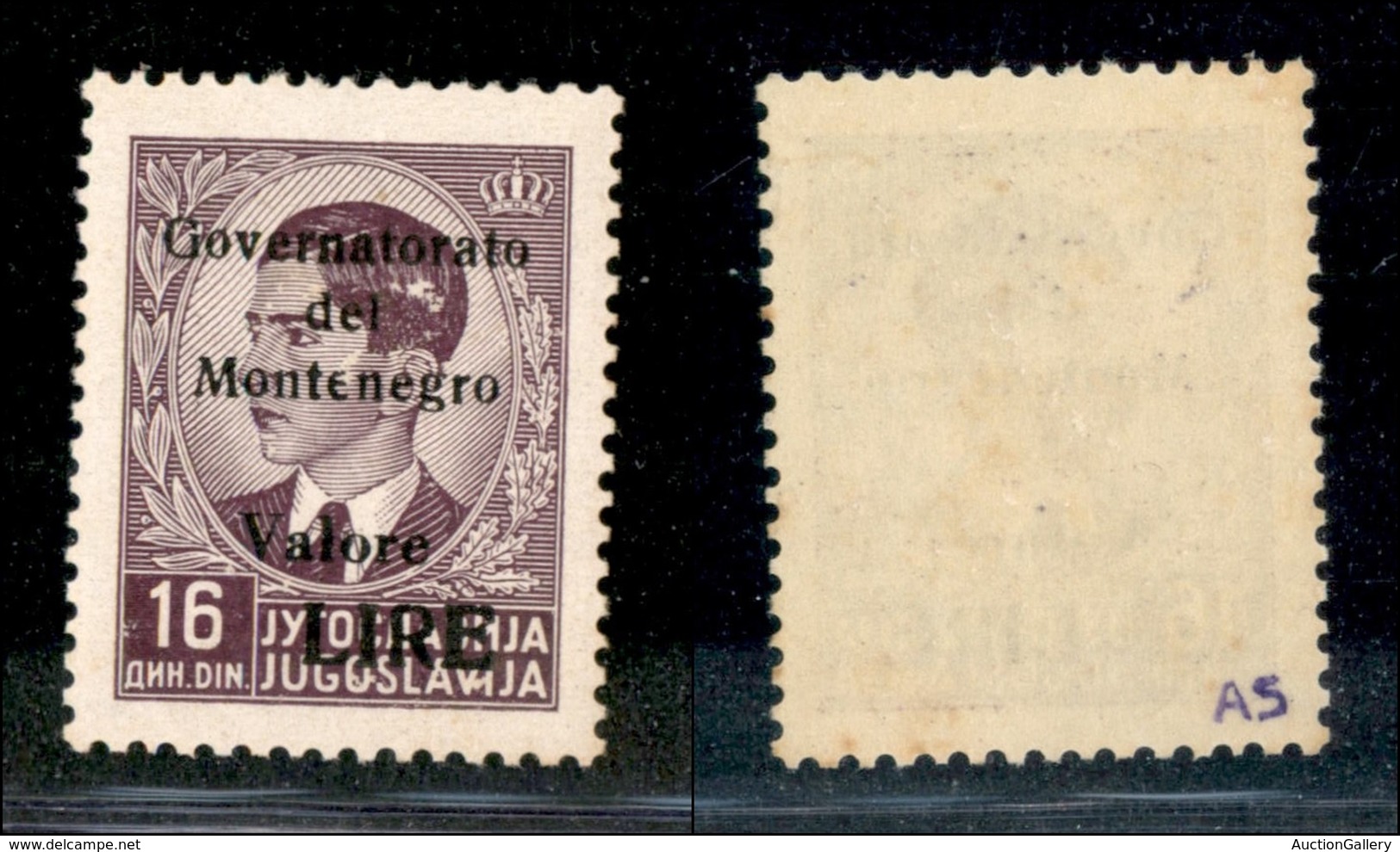 22302 OCCUPAZIONI - MONTENEGRO - 1942 – 16 Lire Su Din (48) – Gomma Originale (40) - Autres & Non Classés