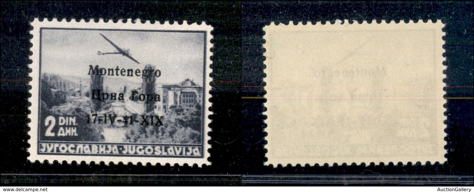 22319 OCCUPAZIONI - MONTENEGRO - 1941 - 2 Din (3-Aerea) - Varietà I (1V) - Gomma Integra  - Non Catalogato - Autres & Non Classés