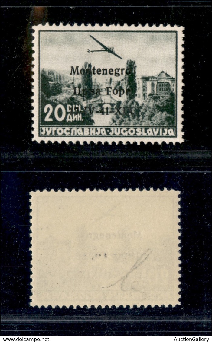 22325 OCCUPAZIONI - MONTENEGRO - 1941 - 20 Din Verde Posta Aerea (7) - Gomma Integra (225) - Autres & Non Classés