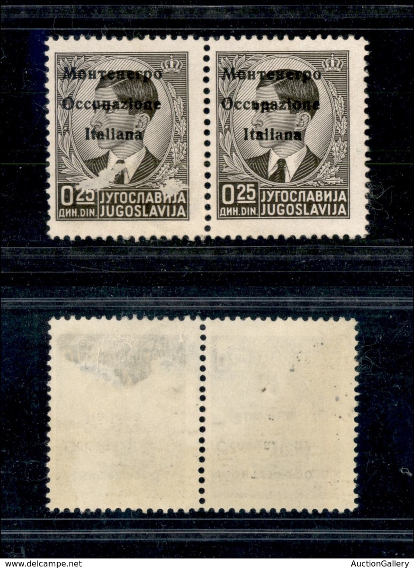 22353 OCCUPAZIONI - MONTENEGRO - 1941 - Saggio Del 25 Para Nero In Coppia (Montenegro In Cirillico E Occupazione Italian - Andere & Zonder Classificatie