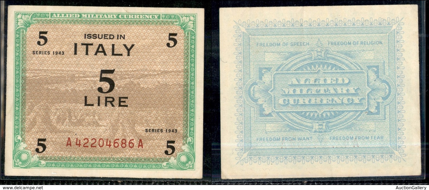 22356 OCCUPAZIONE ANGLO AMERICANA - SICILIA - AM Lire – 1943 – 5 Lire – Mai Circolato – Splendido - Andere & Zonder Classificatie