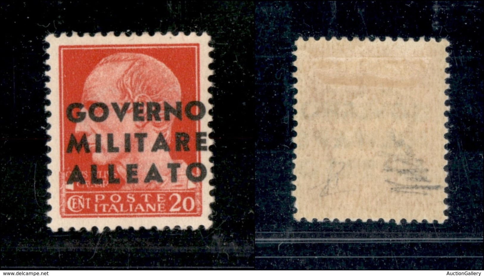 22365 OCCUPAZIONE ANGLO AMERICANA - NAPOLI - 1943 - 20 Cent (P10) - Prova Di Soprastampa In Nero - Nuovo Con Gomma (650) - Sonstige & Ohne Zuordnung