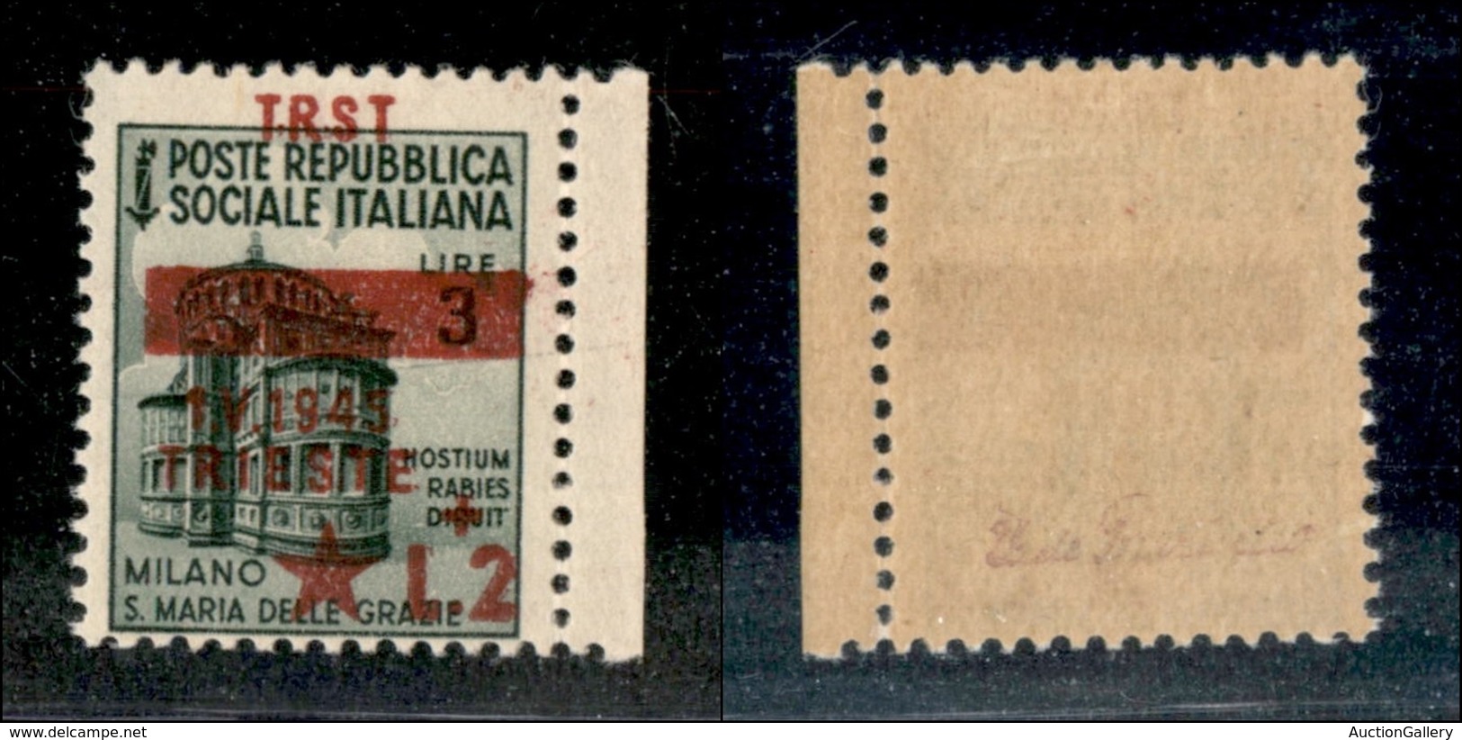 22372 OCCUPAZIONE JUGOSLAVA - TRIESTE - 1945 - 3 Lire + 2 (8dc) Con Soprastampa Spostata (TRST In Alto) - Gomma Integra  - Andere & Zonder Classificatie