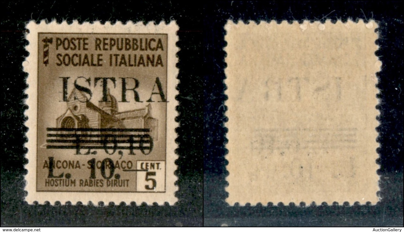 22377 OCCUPAZIONE JUGOSLAVA - ISTRIA - 1945 - 10 Lire Su 10 Cent Su 5 (39) - Gomma Integra (100) - Autres & Non Classés