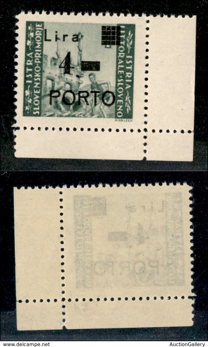 22414 OCCUPAZIONE JUGOSLAVA - ISTRIA E LITORALE SLOVENO - 1946 - Segnatasse - 4 Lire Su 1 (10c) Con P Stretta E Punto To - Sonstige & Ohne Zuordnung