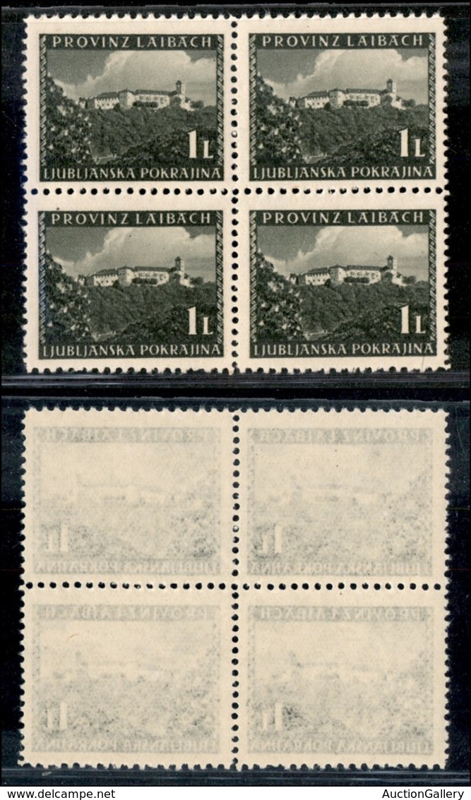 22436 OCCUPAZIONE TEDESCA - LUBIANA - 1945 – 1 Lira (42) In Quartina – Gomma Integra (40) - Andere & Zonder Classificatie