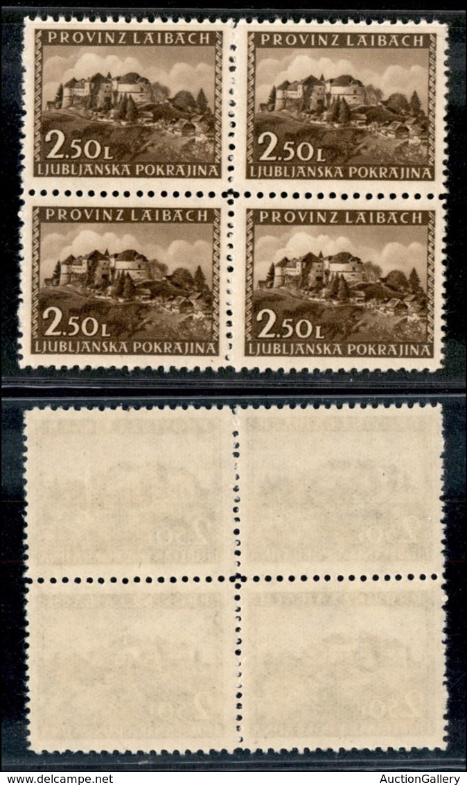 22437 OCCUPAZIONE TEDESCA - LUBIANA - 1945 – 2,50 Lire (46) In Quartina – Gomma Integra (60) - Autres & Non Classés