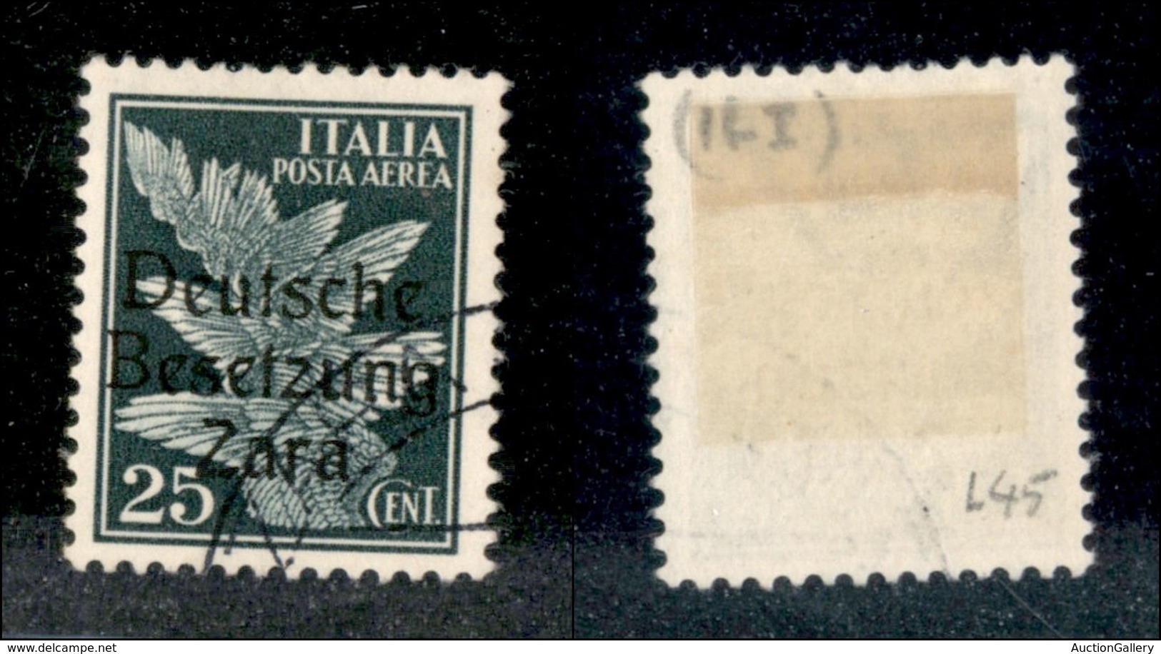 22515 OCCUPAZIONE TEDESCA - ZARA - 1943 - 25 Cent (1/II-Aerea) Usato (50) - Autres & Non Classés