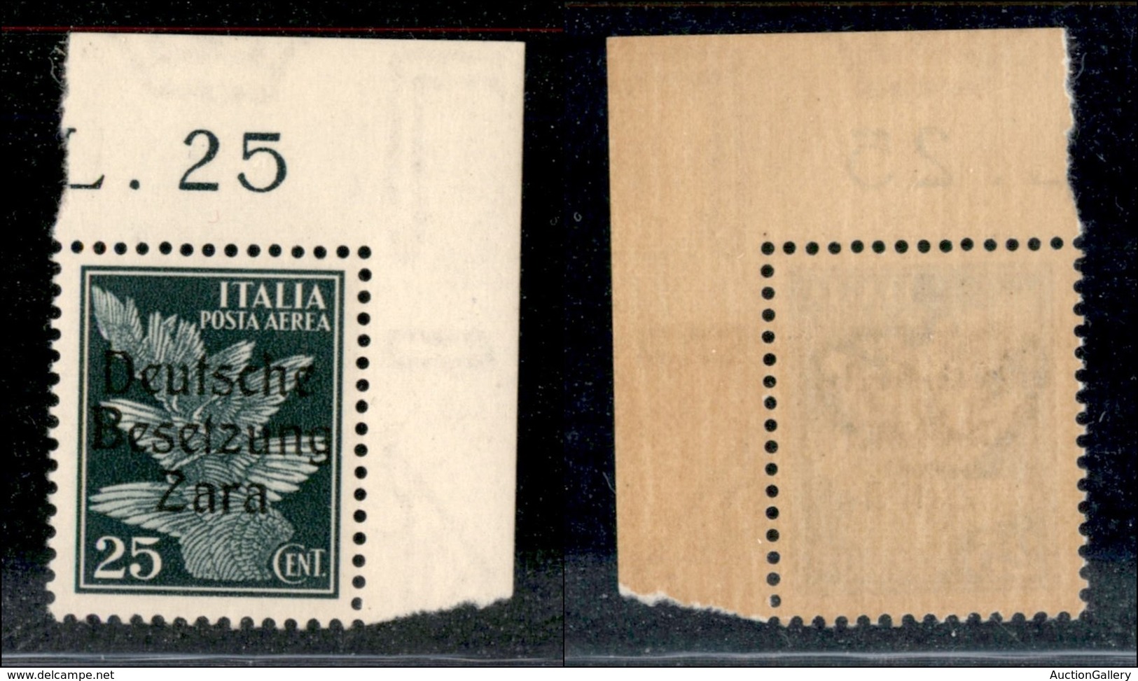 22516 OCCUPAZIONE TEDESCA - ZARA - 1943 - 25 Cent (1/III-Aerea) Angolo Di Foglio - Gomma Integra (200) - Autres & Non Classés