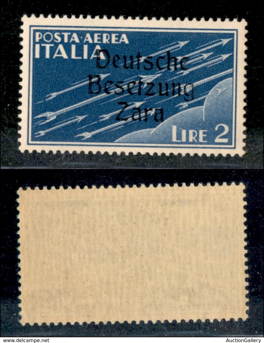 22532 OCCUPAZIONE TEDESCA - ZARA - 1943 - 2 Lire (6n-Aerea) - E+n Strette (pos.9) - Gomma Integra (165) - Sonstige & Ohne Zuordnung