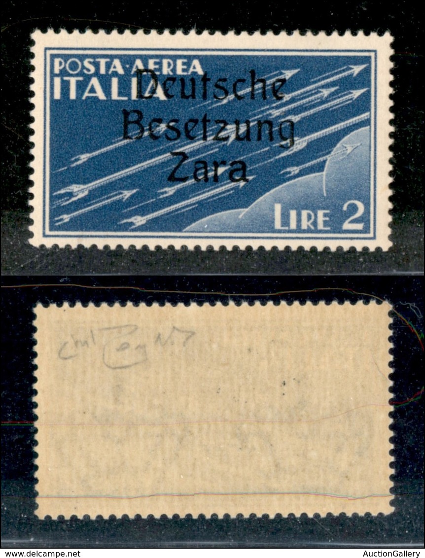 22543 OCCUPAZIONE TEDESCA - ZARA - 1943 - 2 Lire (6zc-Aerea) - Seconda A Diversa (pos.27) - Gomma Integra - Raybaudi (24 - Sonstige & Ohne Zuordnung