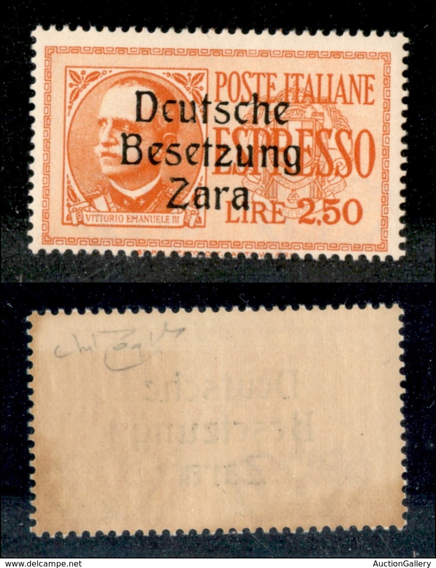 22556 OCCUPAZIONE TEDESCA - ZARA - 1943 - Espressi - 2,50 Lire (2h) - Prima A Rotta (pos.15) - Gomma Integra Con Bande B - Autres & Non Classés