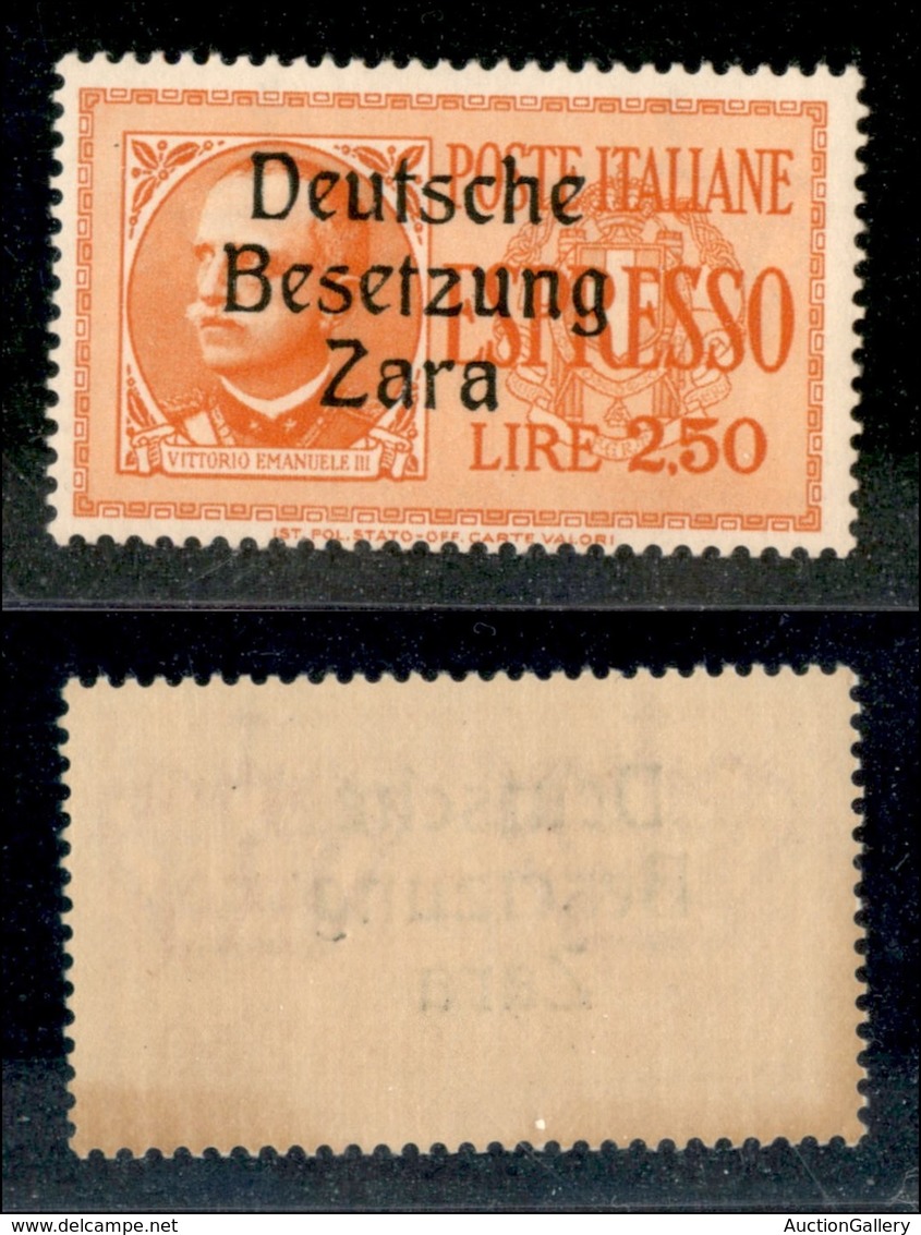 22557 OCCUPAZIONE TEDESCA - ZARA - 1943 - Espressi - 2,50 Lire (2s) Con G Stretta (pos.49) - Gomma Integra Con Banda Bru - Sonstige & Ohne Zuordnung