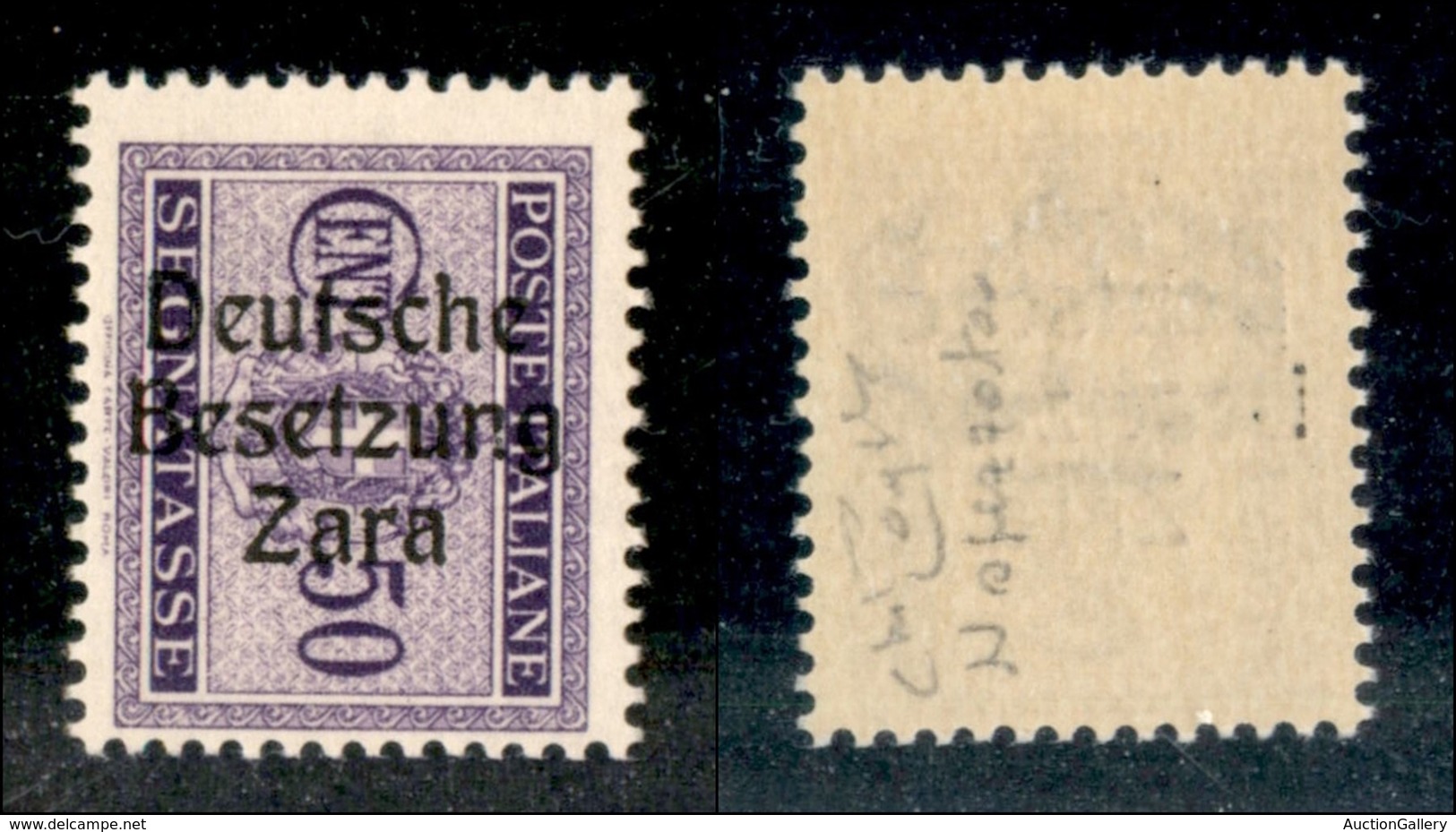 22575 OCCUPAZIONE TEDESCA - ZARA - 1943 - Segnatasse - 50 Cent (7e) - N Spezzata (pos.10) - Gomma Integra - Raybaudi (20 - Sonstige & Ohne Zuordnung