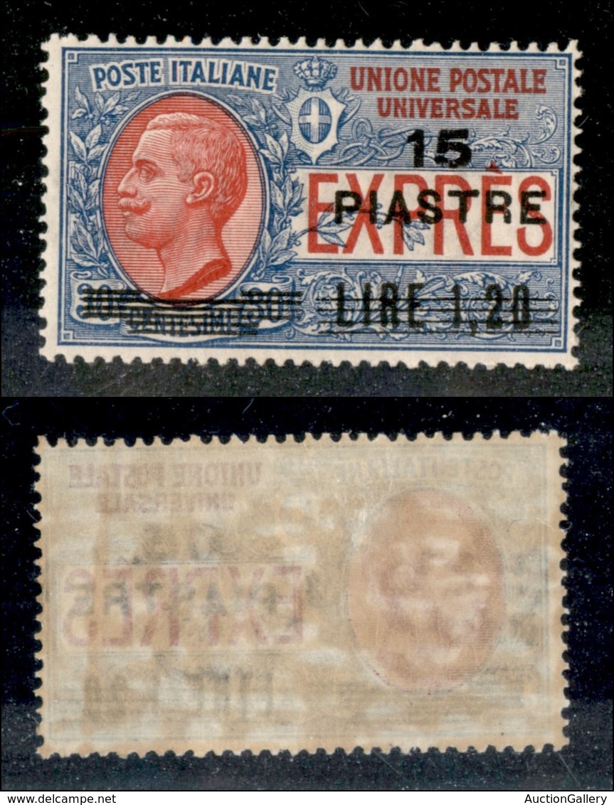 22721 UFFICI POSTALI ESTERO - COSTANTINOPOLI - 1922 - Espressi - 15 Piastre Su 1,20 Lire Su 30 Cent (1) - Gomma Original - Autres & Non Classés