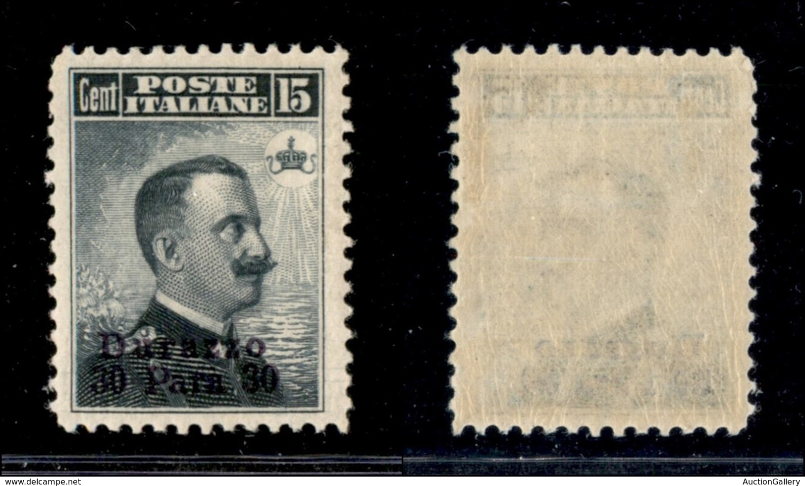 22728 UFFICI POSTALI ESTERO - DURAZZO - 1909/1911 - 30 Para Su 15 Cent (3) - Gomma Integra (250) - Sonstige & Ohne Zuordnung