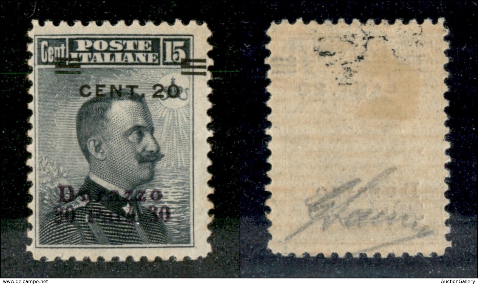 22731 UFFICI POSTALI ESTERO - DURAZZO - 1916 - 30 Para Su 20 Cent Su 15 (9 Varietà) - Soprastampa Obliqua (cent 20) - Go - Autres & Non Classés