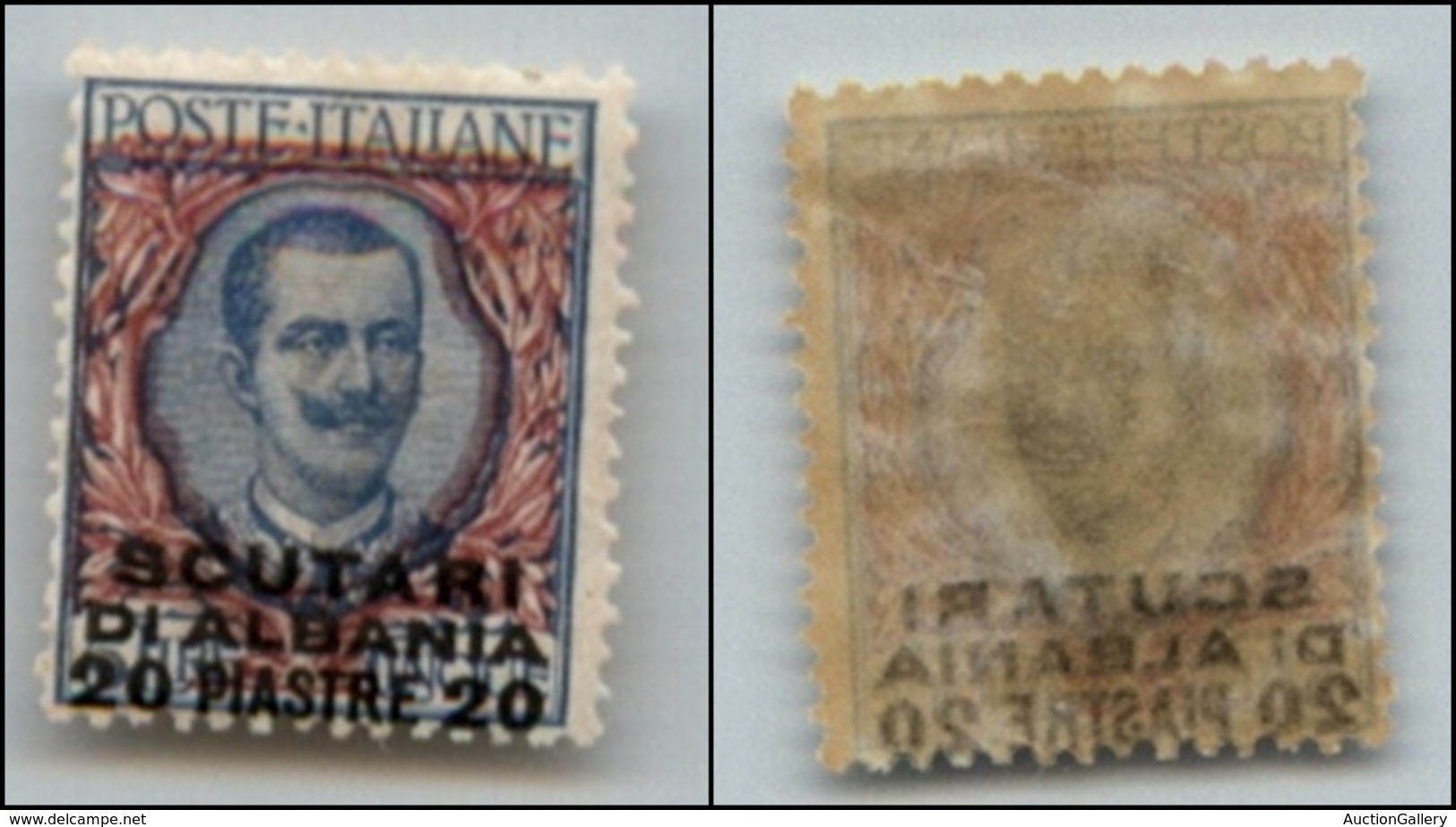 22748 UFFICI POSTALI ESTERO - SCUTARI D'ALBANIA - 1909 - 20 Piastre Su 5 Lire Floreale (7) - Gomma Originale (45) - Autres & Non Classés